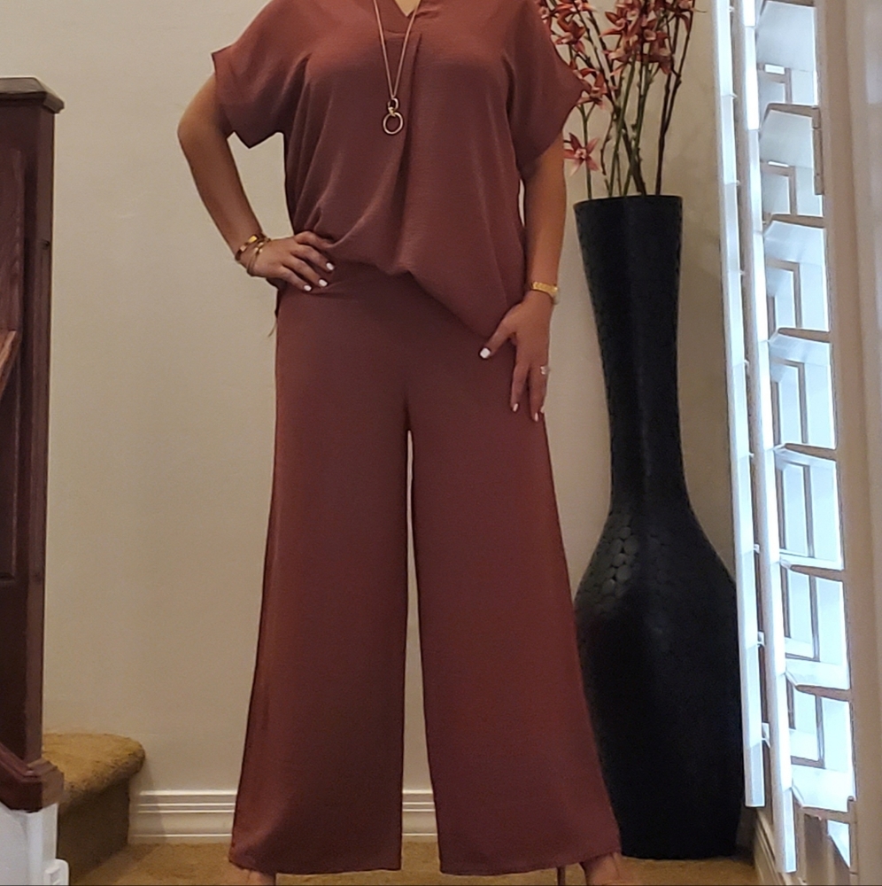 SOLD!⭐️FROM FRANCE!⭐️ Wide Leg Pant And Tunic Top 2 Piece Set MADE IN FRANCE! - Picture 2 of 15